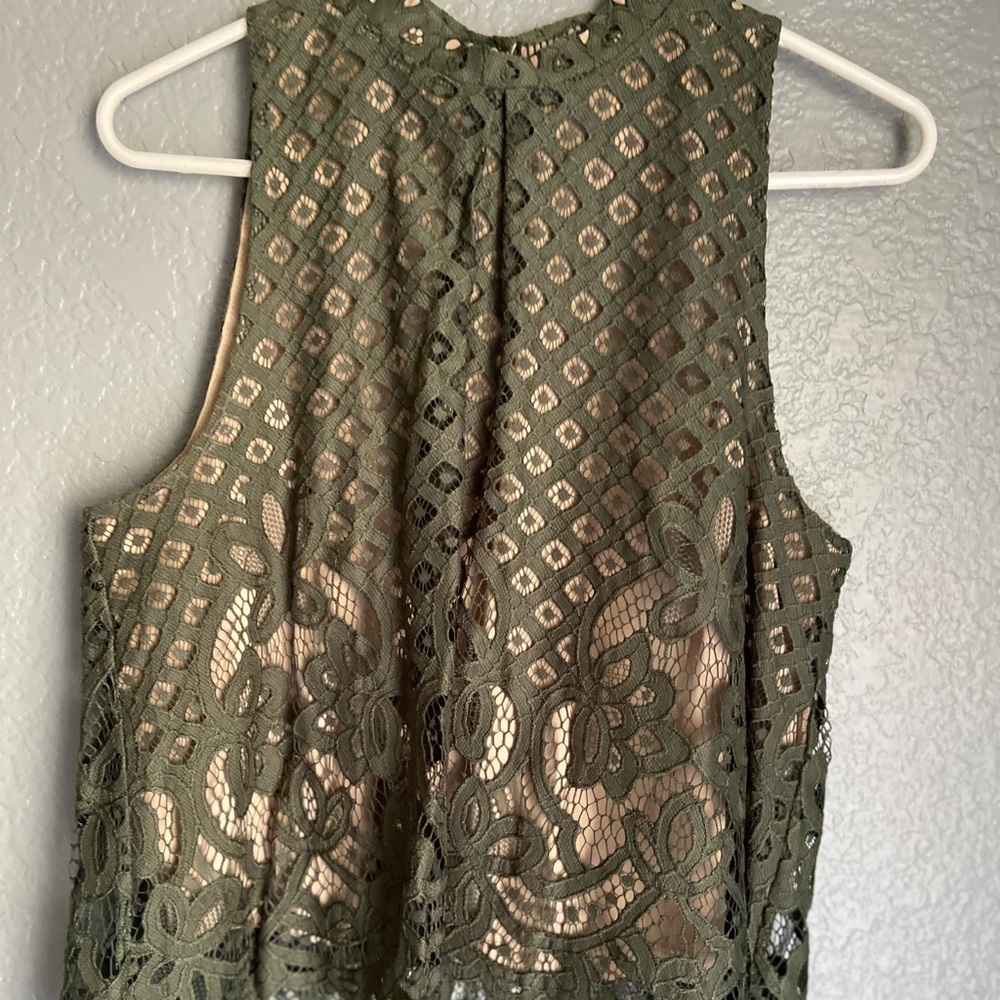 Olive green lace crop